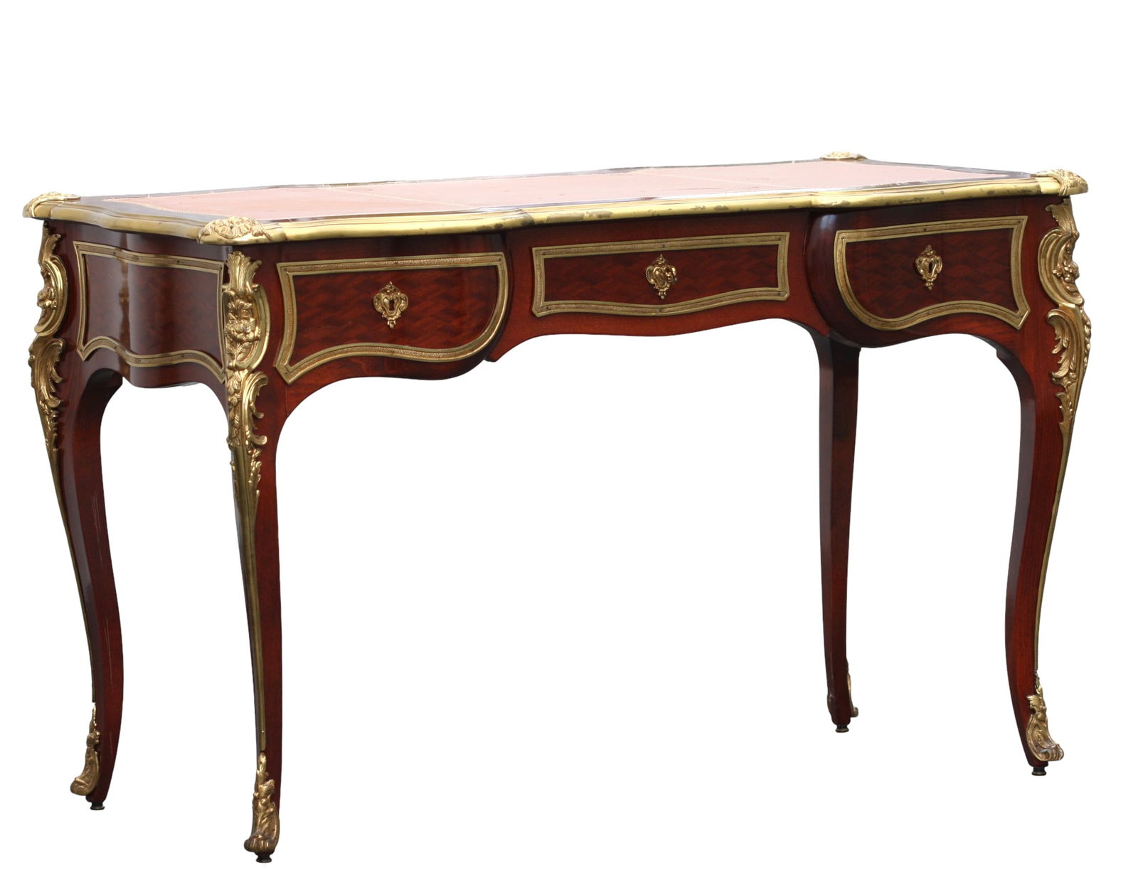 Louis XV Style Bronze Mounted Mahogany Writing Table (1 of 7)