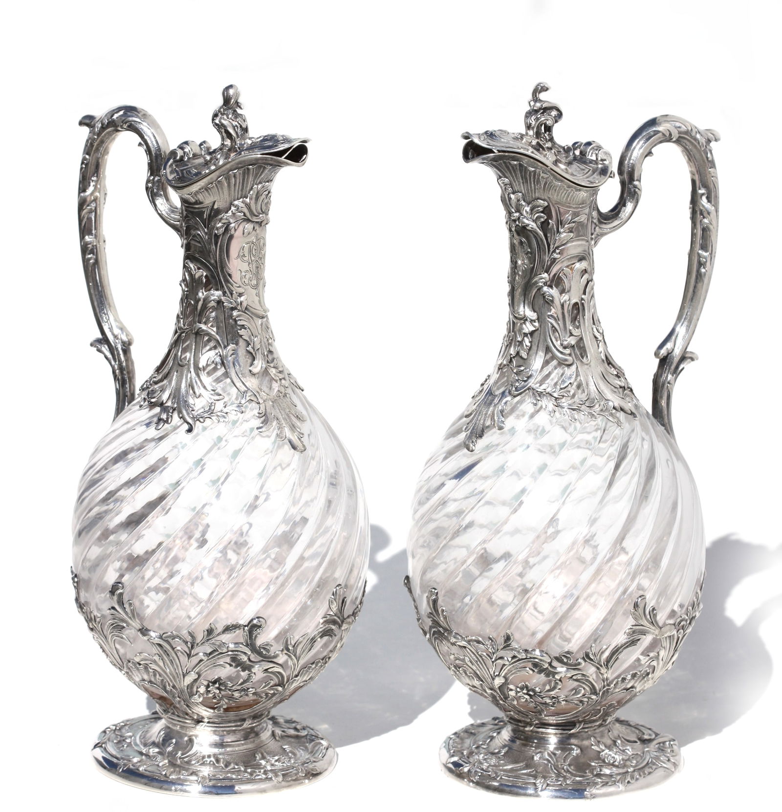 Fine Pair of Continental Silver-Mounted Crystal Ewers (1 of 12)