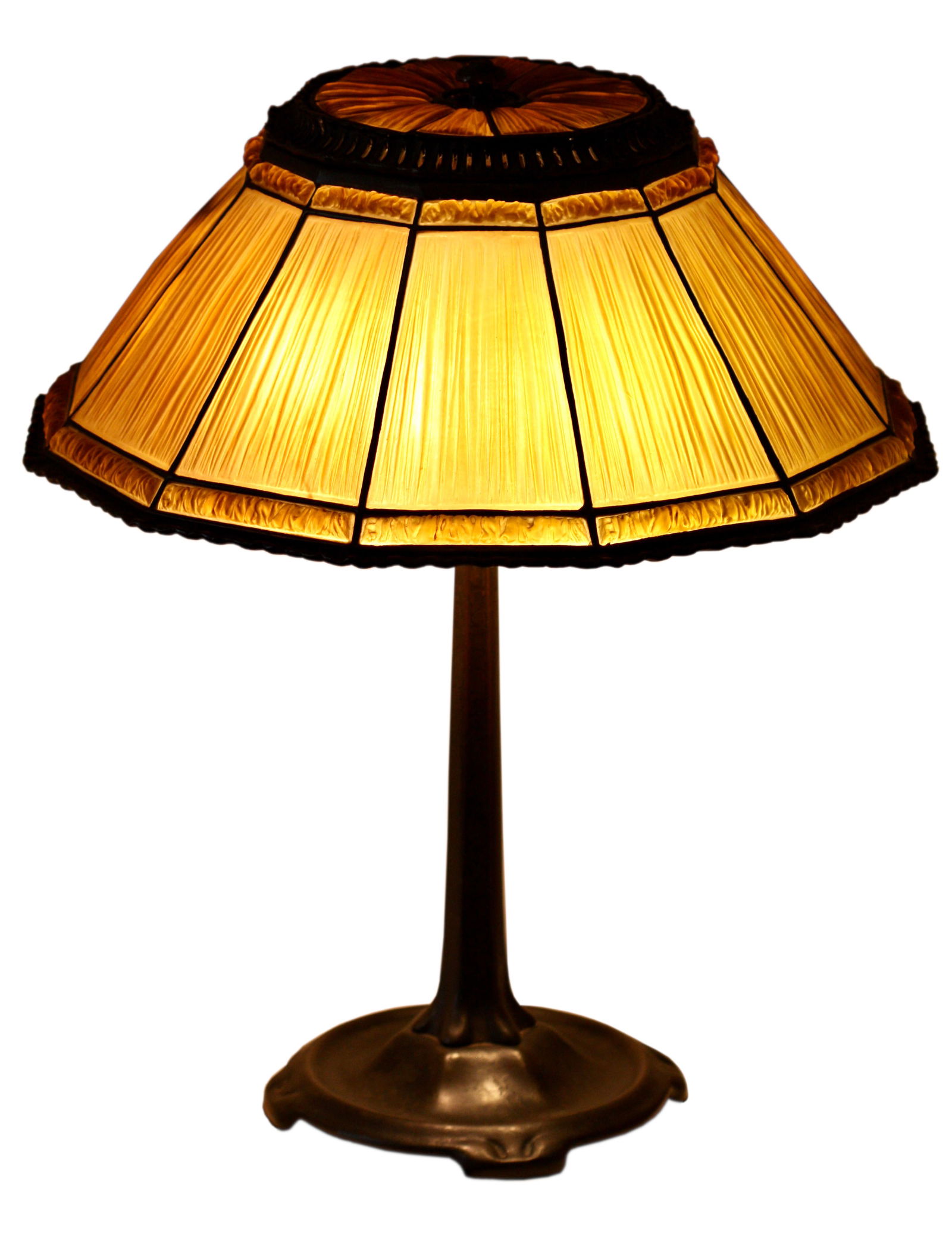 Louis Comfort TIFFANY (1848-1933), Linen Fold Glass & Bronze Table Lamp (1 of 13)