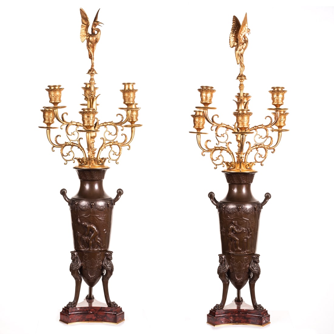Fine Pair of French Bronze Candelabra, Ferdinand Barbedienne, (1 of 7)