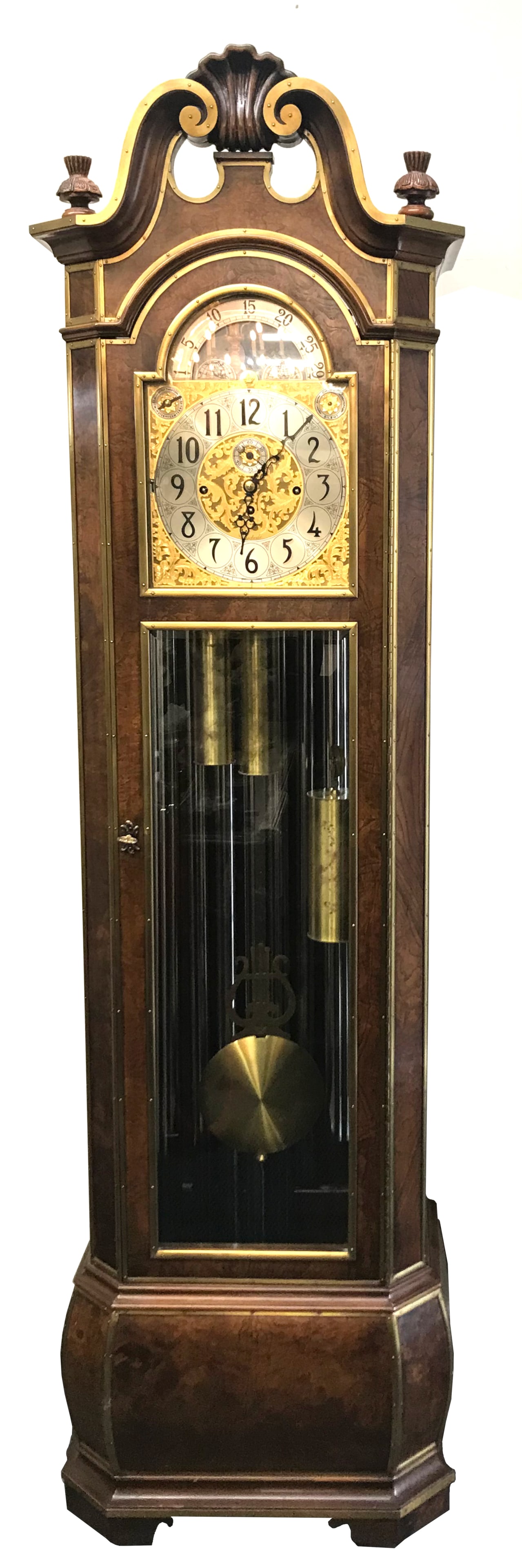 Fine Herschede Brass-Mtd. Burl Wood Chiming Tall Case Clock (1 of 11)