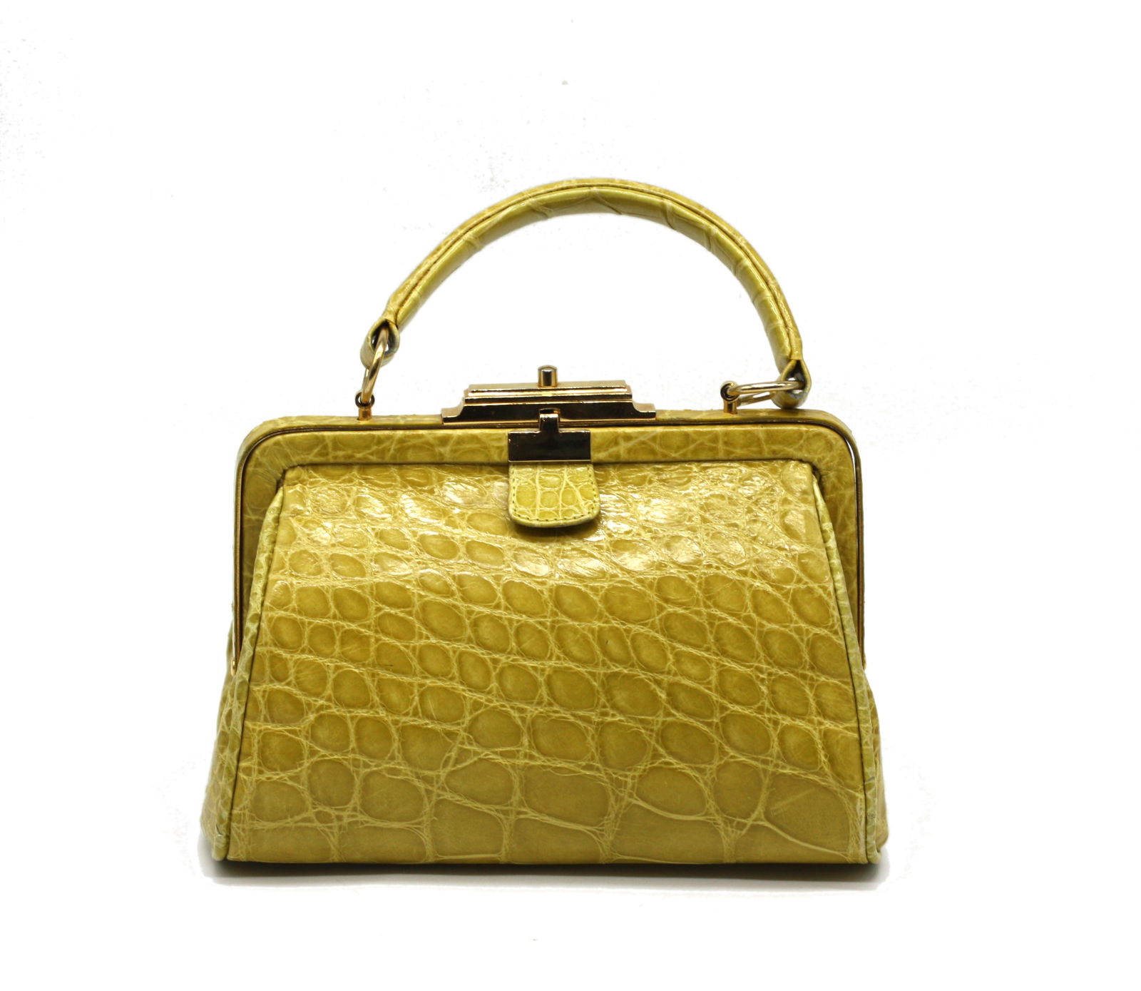 Italian Mustard Colored Alligator Handbag (1 of 7)