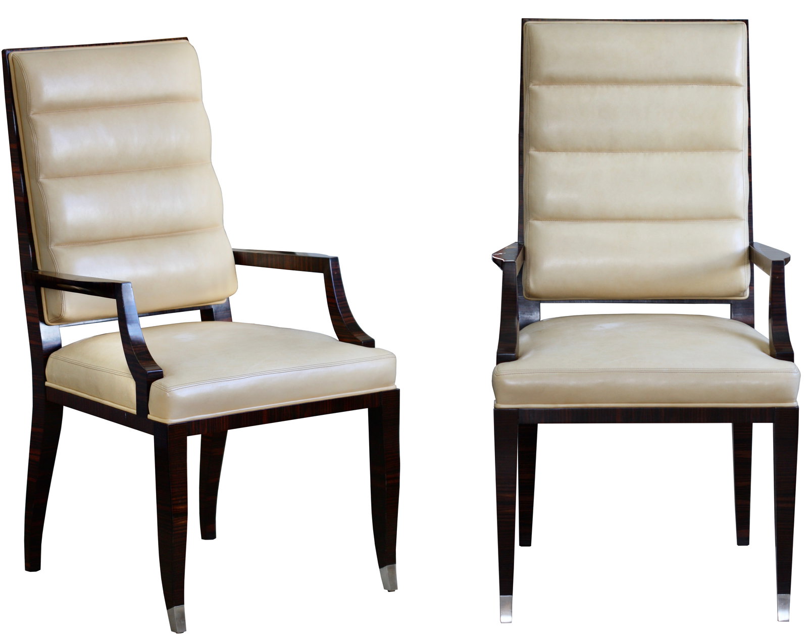 Pair of Contemporary Leather Upholstered Rosewood Armchairs (1 of 3)