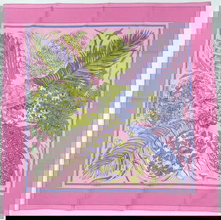 Hermes Cotton Scarf, Gardiens des Arbres: Hermes Cotton Scarf, Gardiens des Arbres. 26.5 by 26.5 in.