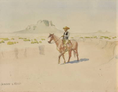 Leonard Howard Reedy (American, 1899-1956) , Painting: Leonard Howard Reedy (American, 1899-1956) In The Arroyo drawing, watercolorsigned Leonard H. Reedy, lower left 8 in. (20.3 cm.), Width 10.5 in. (26.7 cm.), overall, 14.25 in. (36.2 cm.), Width 16.75