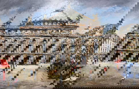Louis Peyrat (French, 1911-2001) Painting: Louis Peyrat (French, 1911-2001) Painting Place de la Opera signed L. Peyrat, l.l., oil on canvas 35.5 by 23.5 in. (90 x 60 cm.), overall, 44.75 by 33 in. (113 x 84 cm.)
