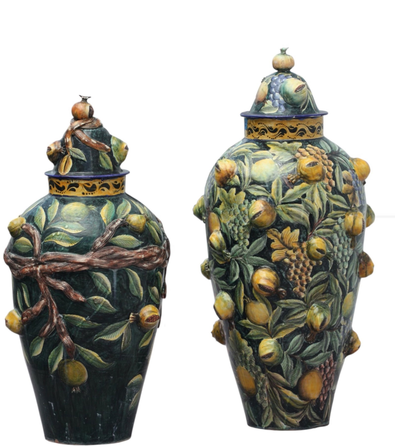 Two Similar Large Florentine Majolica Covered Garden Jars (1 of 11)