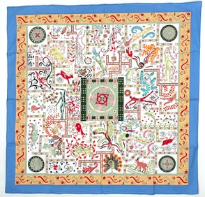 Hermes Cotton Scarf, Forces de la Vie