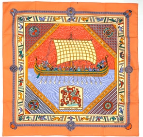 Hermes Cotton Scarf, Dragon Des Mers