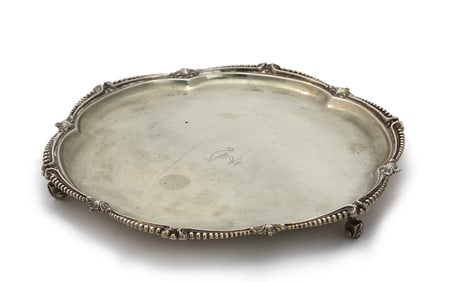 English Georgian Style Electro Plated Nickel Silver Salver