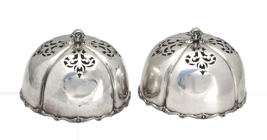 Pair of American Soldered Silver Food Covers