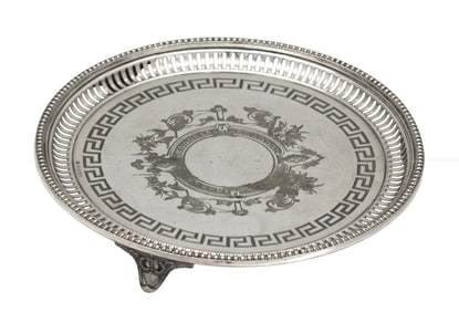 Neoclassical Style Silver Plate Footed Salver