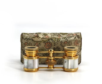 French Gilt Metal and Mother of Pearl Opera Glasses