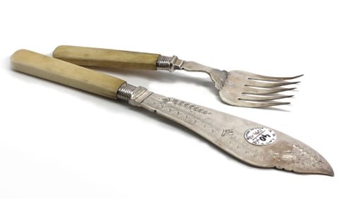 Victorian Silver Plate Fish Fork and Slice
