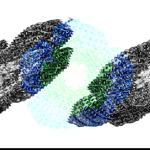 Sabbadini Sapphire, Emerald and Diamond Flower Brooch