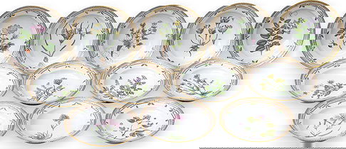 Set of Twelve Royal Copenhagen Flora Danica Porcelain Soup Plates