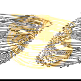 An Italian 18 Karat Gold and Diamond Expandable Bracelet