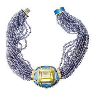 Leo de Vroomen Citrine, Enamel and Diamond Necklace