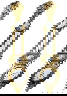 Henry DASSON (1825-1896) Clock and Matching Barometer: Henry Dasson (1825–1896) A Fine Louis XVI Style Ormolu Clock and Barometer SetParis, the clock dated 1882 and the barometer 1878 Each piece incorporating a thermometer — one calibrated in