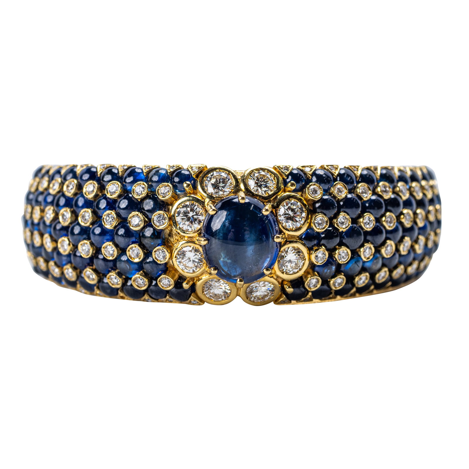 18 Karat Gold, Sapphire, and Diamond Cuff Bracelet (1 of 8)