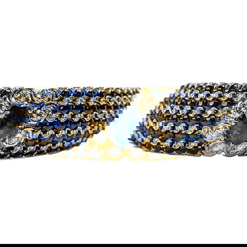 18 Karat Gold, Sapphire, and Diamond Cuff Bracelet