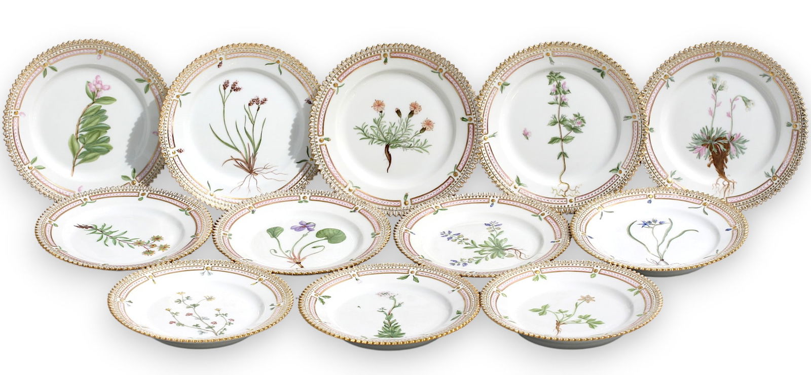 Set of Twelve Royal Copenhagen Flora Danica Porcelain Bread & Butter Plates (1 of 16)