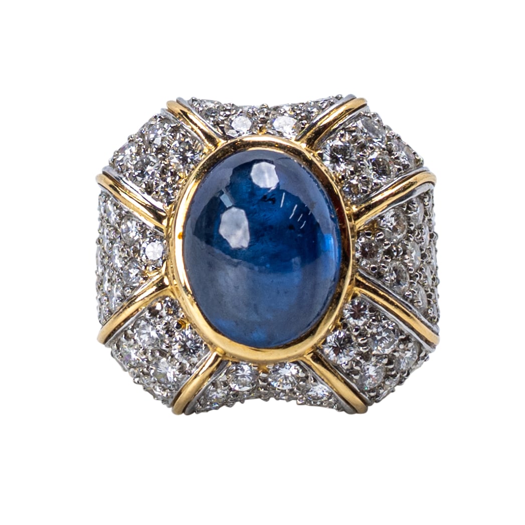 Platinum & 18K Sapphire Diamond Ring, Possibly by David Webb (1 of 4)