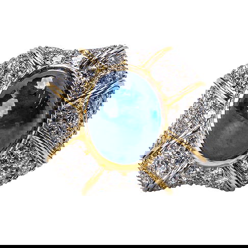 Platinum & 18K Sapphire Diamond Ring,