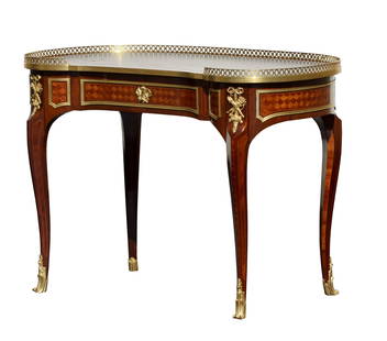 Gervais-Maximilien DURAND (French, 1839-1911) Louis XV Style Desk: Gervais-Maximilien DURAND (French, 1839-1911) Gervais-Maximilien-Eugène Durand, a Louis XV Style kidney-shaped Desk. Paris, circa 1880. Acajou, all sides veneered with écaille de poisson pattern,