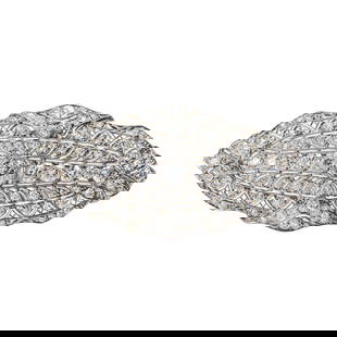 Platinum and Diamond Brooch: Platinum and Diamond Brooch set throughout with round brilliant-cut diamonds mounted in a delicately pierced and millegrain-edged platinum frame, diamonds weighing approximately 5.00 carats in total.