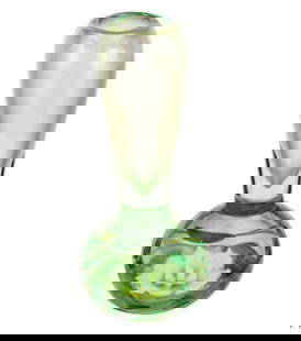 Extremely Rare Tiffany Studios Internally Decorated Aquamarine Favrile Glass Vase: Extremely Rare Tiffany Studios Internally Decorated Aquamarine Favrile Glass Vase, Circa 1912 – Exhibition Quality Engraved L.C. Tiffany-Favrile and numbered 5822 G on the underside, with the