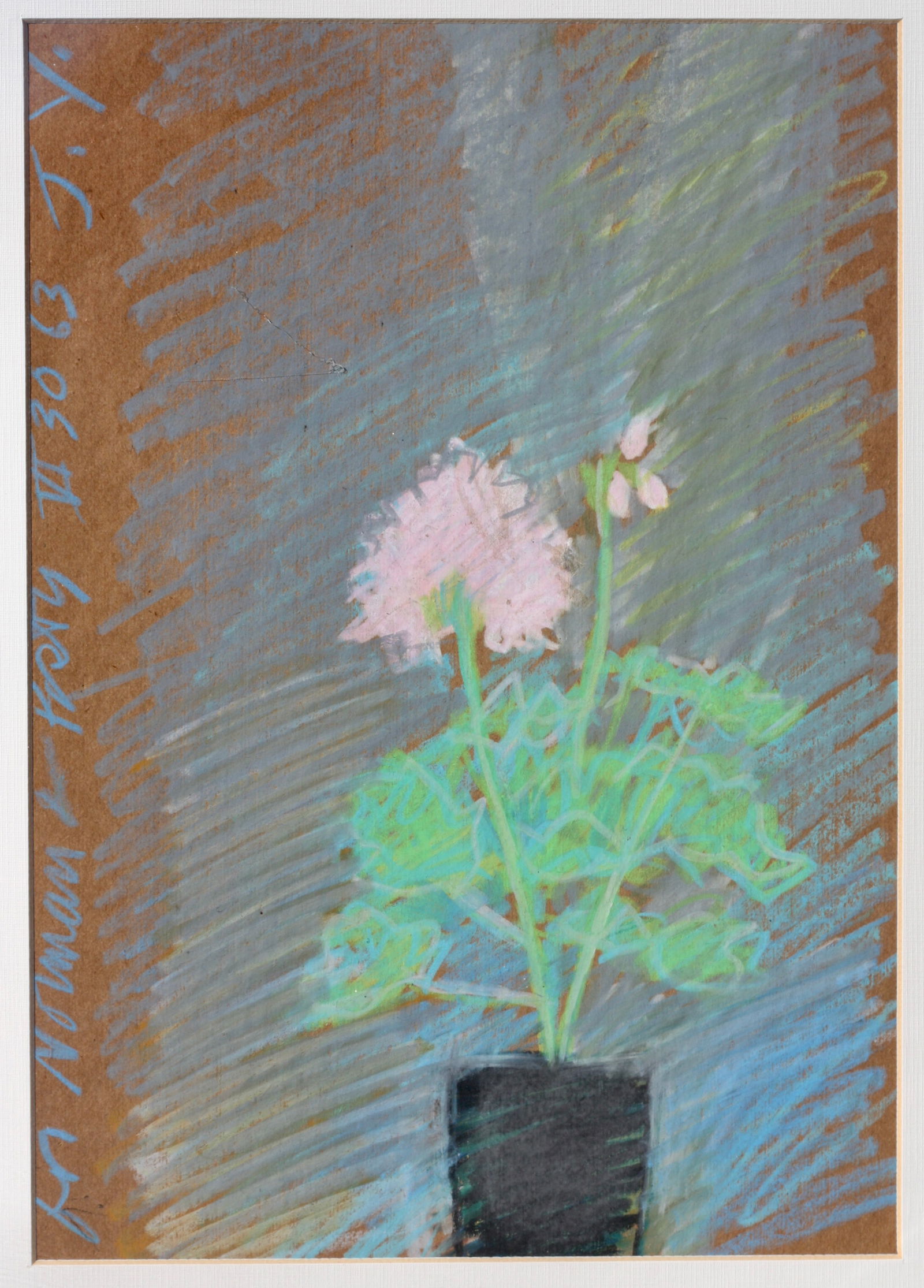 Jack Youngerman, (American, 1926-2020) Pastel: Jack Youngerman (1926-2020) "Geranium" 1963, pastel on board,signed with initials, dedicated and dated 'For Norman + Posrty VI 30 '63 J.Y.' (along the left edge)12 by 8.5 inches, overall, 17.75 by 21.