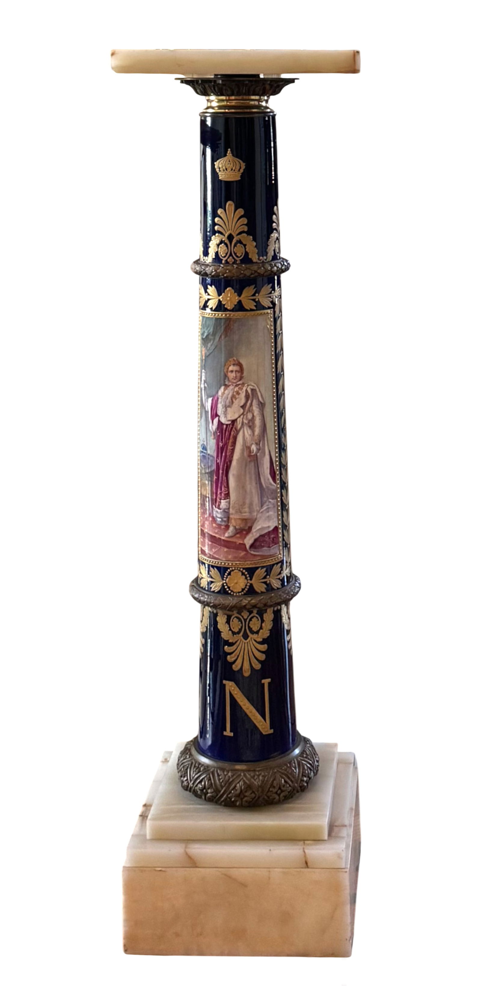 Sevres Style Painted Blue de Roi Porcelain Pedestal (1 of 7)