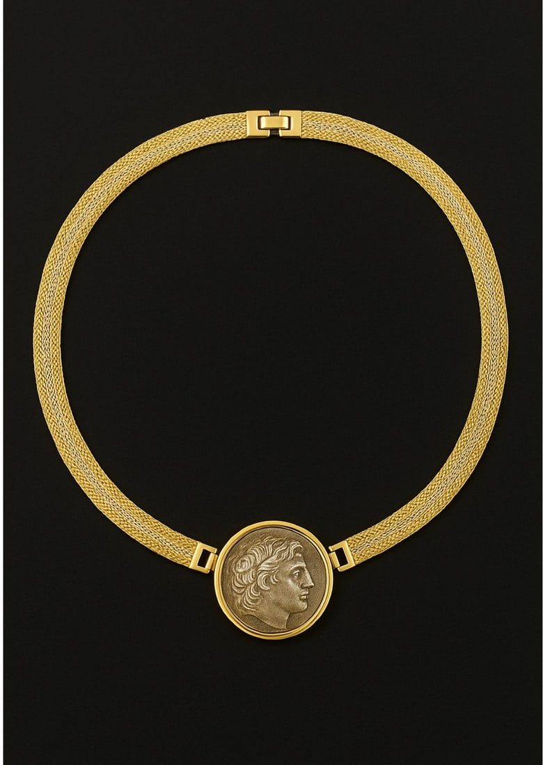 Ancient Silver Coin and Gold Necklace (1 of 7)