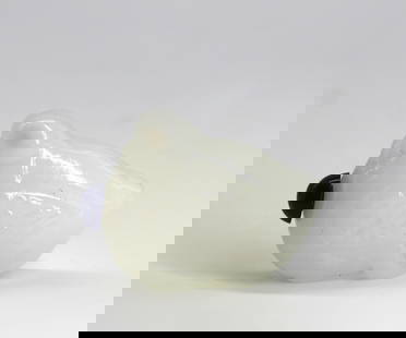 Chinese Molded Glass Snuff Bottle: .Chinese Molded Glass Snuff Bottle The quail-form body with a resin cap. Length 2.75 in. Snuff bottles were personal objects of luxury and artistry during the Qing Dynasty, often exchanged as