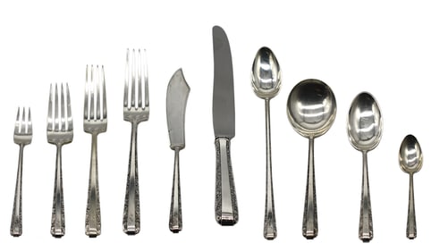 American Sterling Silver Eighty-Eight Piece Part Flatware Service Towle, Sterling, Pat. 1934,