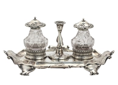Victorian Silver and Cut-Glass Ink Standish
