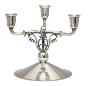 American Art Deco Sterling Silver Three-Light Candelabrum