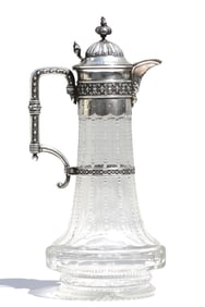 Continental Gothic Style Silver-Mounted Cut-Glass Wine Carafe