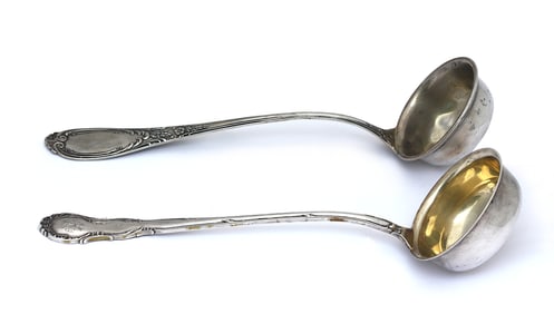 Two Similar Continental Silver Soup Ladles