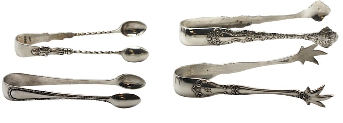 Two American Sterling Silver Sugar Tongs & English Silver Sugar Tong