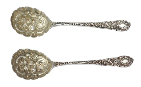 Pair of Victorian Silver Berry Spoons