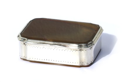 European Silver Mounted Agate Covered Box
