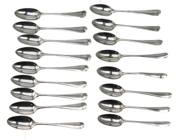 Group of Seventeen Similar English Silver Demitasse Spoons