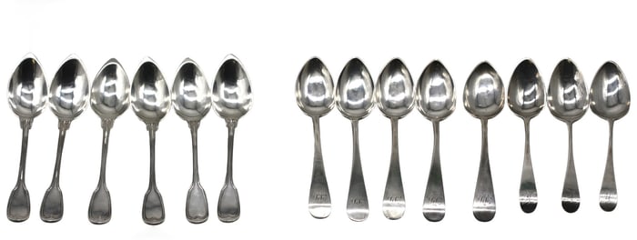 Assembled Set of Fourteen Silver Grapefruit Spoons