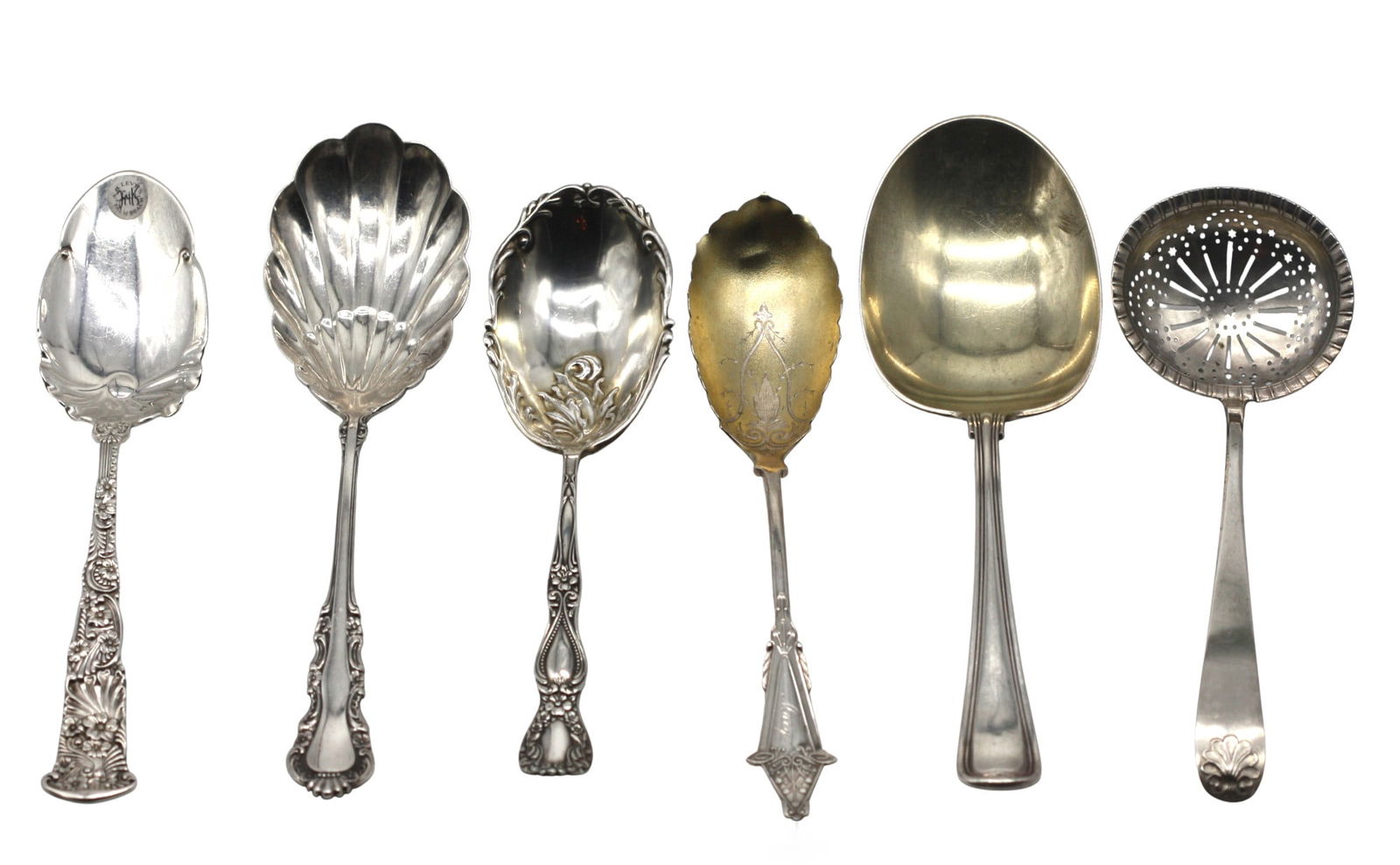 Six Varied Silver Serving Spoons - 3