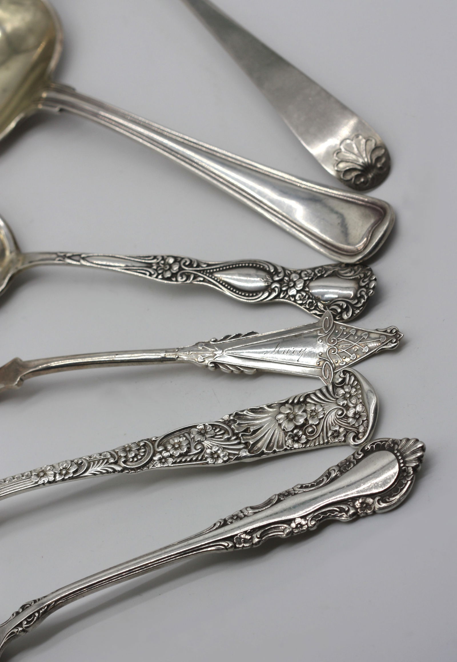 Six Varied Silver Serving Spoons - 4