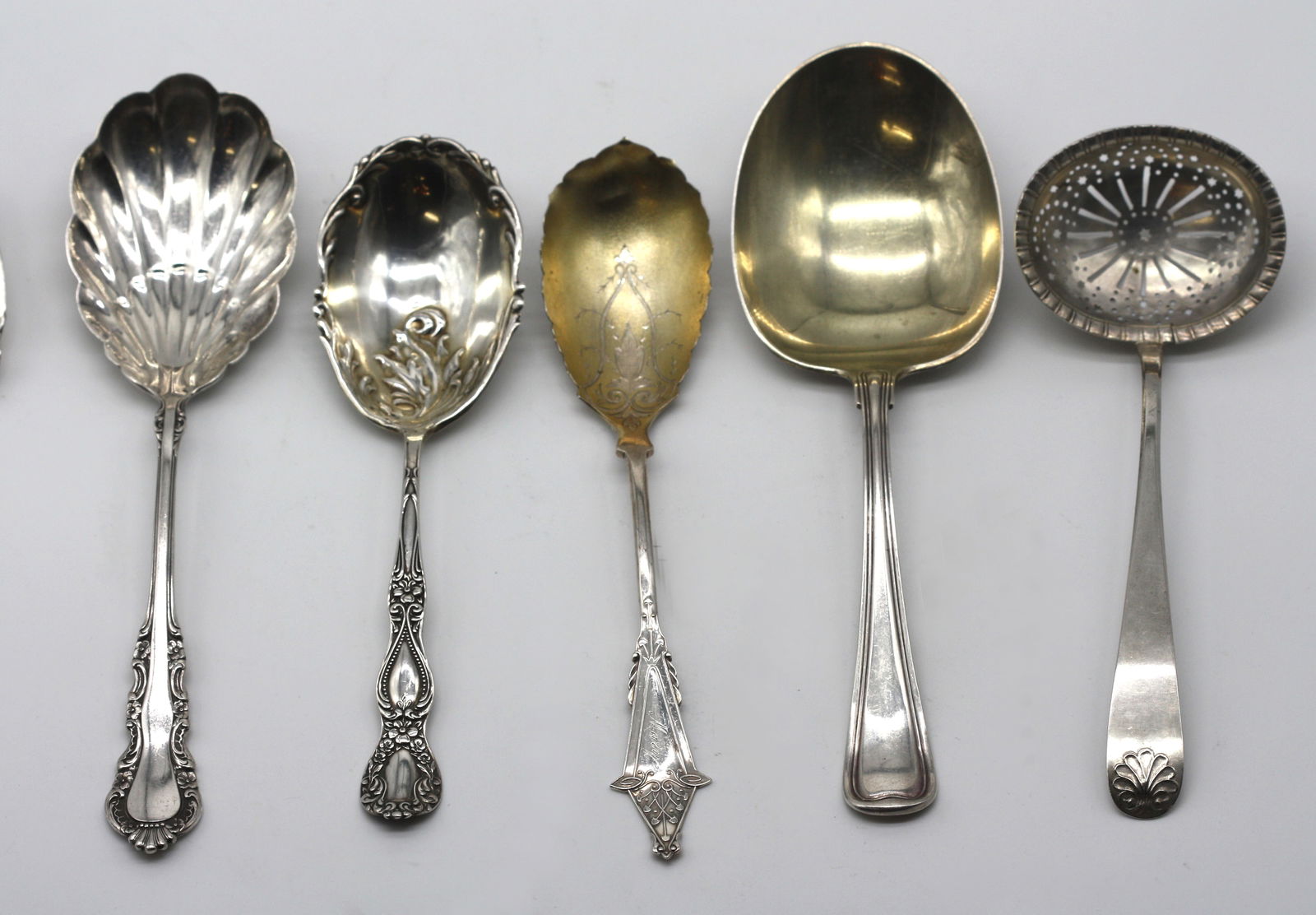 Six Varied Silver Serving Spoons - 5