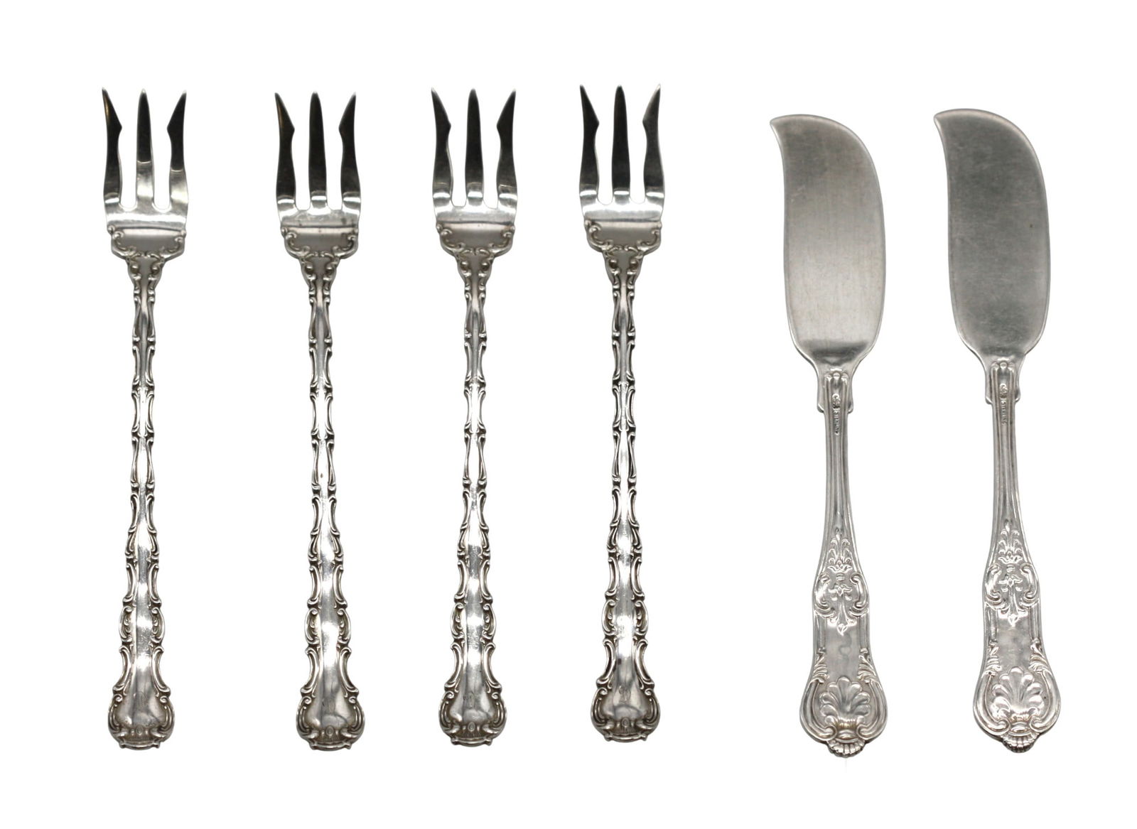 Four Gorham Sterling Silver Cocktail Forks & Pair of Sterling Butter Spreads (1 of 7)