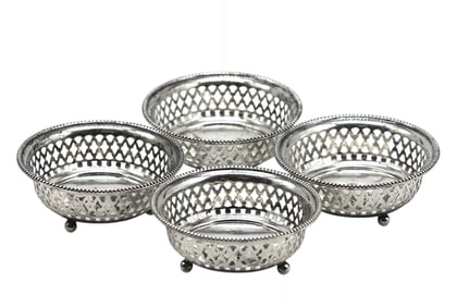Four Gorham Reticulated Nut Dishes